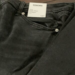 NEW Sonoma Curvy High Waist Straight Leg 18 regular black stonewash jeans!!